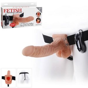 Fetish Fantasy 7 Inch Vibrating Hollow Strap-On With Balls