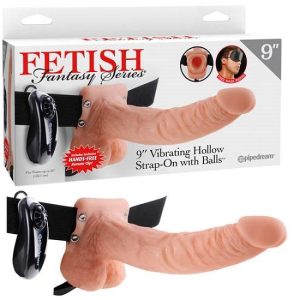 Fetish Fantasy 9 Inch Vibrating Hollow Strap-On With Balls